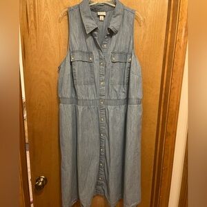 Ava & Viv Light Blue Sleeveless Denim Midi Dress